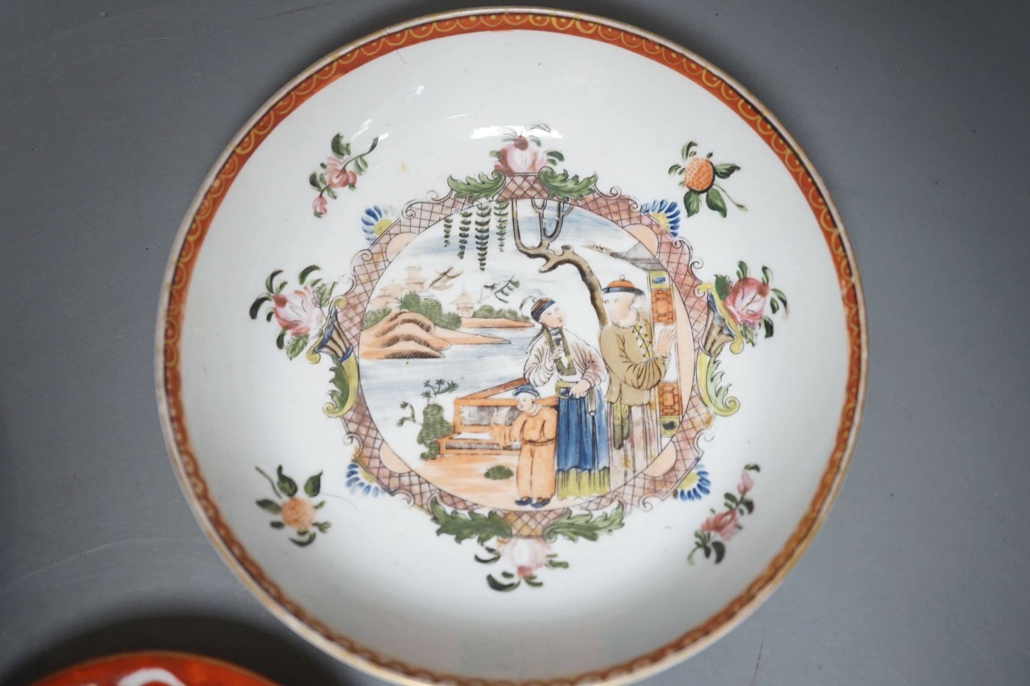 Two Japanese porcelain dishes and three other items (5)